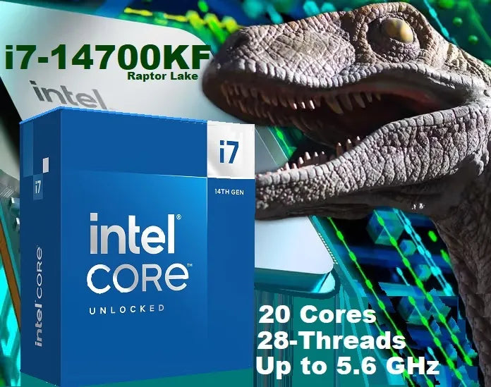 CPU Intel Core i7-14700KF – Raptor Lake Core i7 14th Gen 20-Core (8P+12E) LGA 1700 125W , Up to 5.6 GHz Unlocked, 33MB Cache , None Integrated Graphics Desktop Processor – BOXED | 1 YEAR WARRANTY