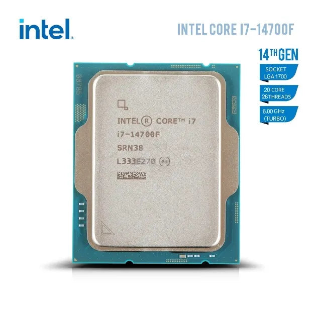CPU Intel Core i7-14700F – Core i7 14th Gen Raptor Lake 20-Core (8P+12E) 28 threads , Up to 5.4 GHz Unlocked , 33MB Cache, LGA 1700 65W None Integrated Graphics Processor | TRAY | 1 YEAR WARRANTY