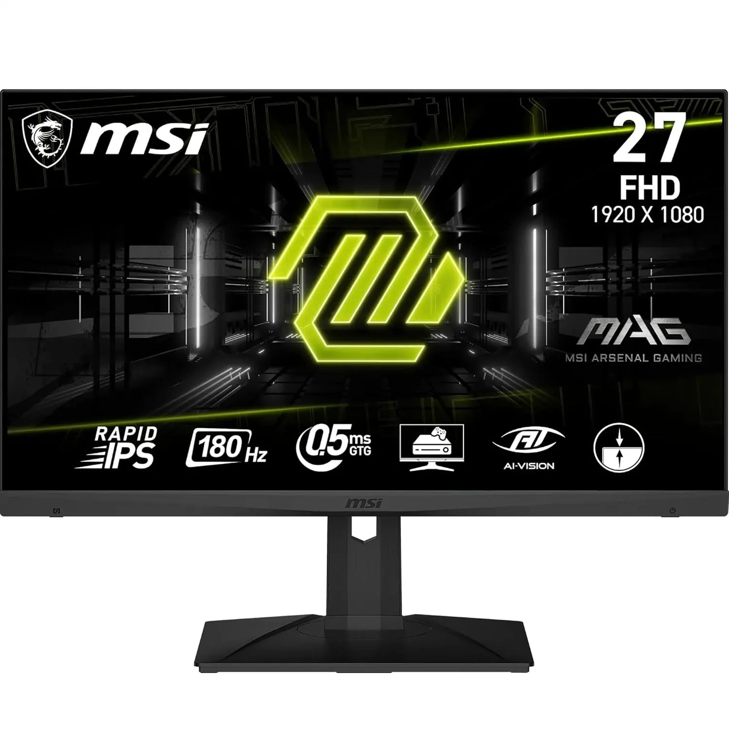 MSI MAG 275F 27″ FHD 180Hz 0.5ms Rapid IPS Gaming Monitor – Adaptive Sync, AI Vision, Anti-Flicker, Frameless Design, Ultra-Smooth Gameplay, Black (9S6-3CE21M-001)