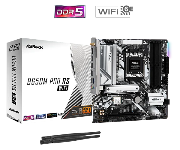 ASRock B650M Pro RS WiFi Micro ATX AM5 Motherboard