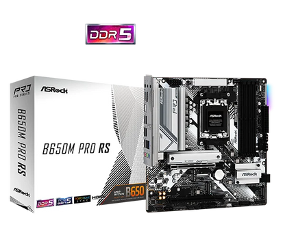 Asrock B650M Pro RS AMD Socket AM5 Ryzen 7000/8000/9000 Series DDR5 7200+ (OC) MHz 256GB M.2 Key E for WiFi SATA3 6.0 Gb/s Micro ATX Motherboard 2.5G LAN BIOS Flashback