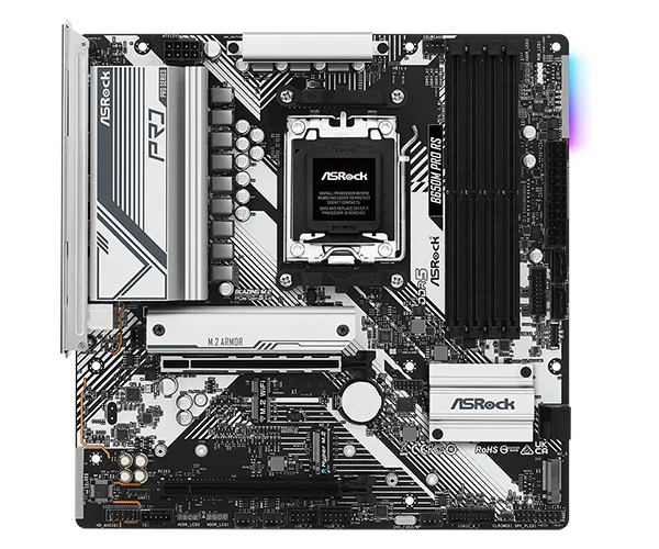 Asrock B650M Pro RS AMD Socket AM5 Ryzen 7000/8000/9000 Series DDR5 7200+ (OC) MHz 256GB M.2 Key E for WiFi SATA3 6.0 Gb/s Micro ATX Motherboard 2.5G LAN BIOS Flashback