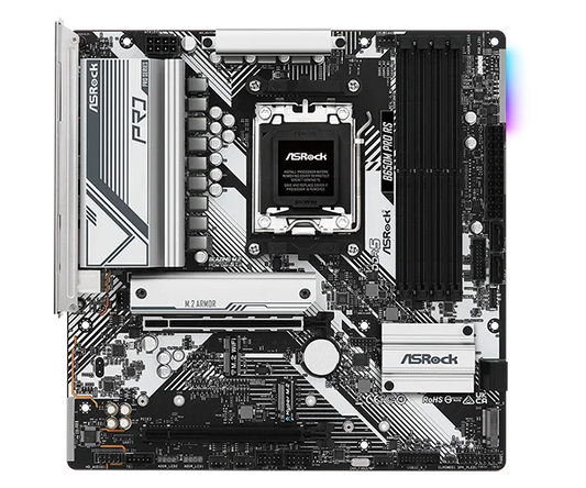 Asrock B650M Pro RS AMD Socket AM5 Ryzen 7000/8000/9000 Series DDR5 7200+ (OC) MHz 256GB M.2 Key E for WiFi SATA3 6.0 Gb/s Micro ATX Motherboard 2.5G LAN BIOS Flashback