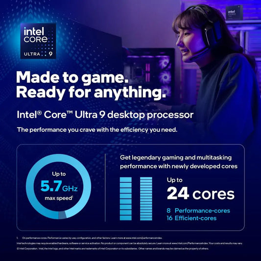 Intel Core Ultra 9 Desktop Processor 285K – 24 Cores (8 P-cores + 16 E-cores), Up to 5.7GHz, Arrow Lake Architecture, 125W TDP, 36MB L3 Cache, 40MB L2 Cache, Integrated Intel Graphics for High-Performance Computing and Gaming | TRAY | 1 YEAR WARRANTY